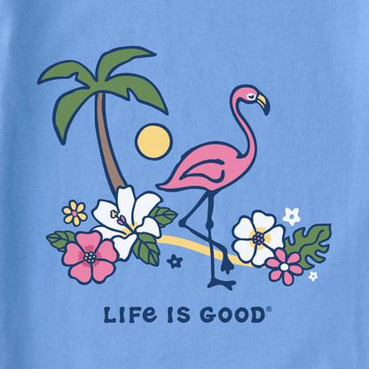 Life is Good W SS Crusher Vee Flamingo Beach BLUE