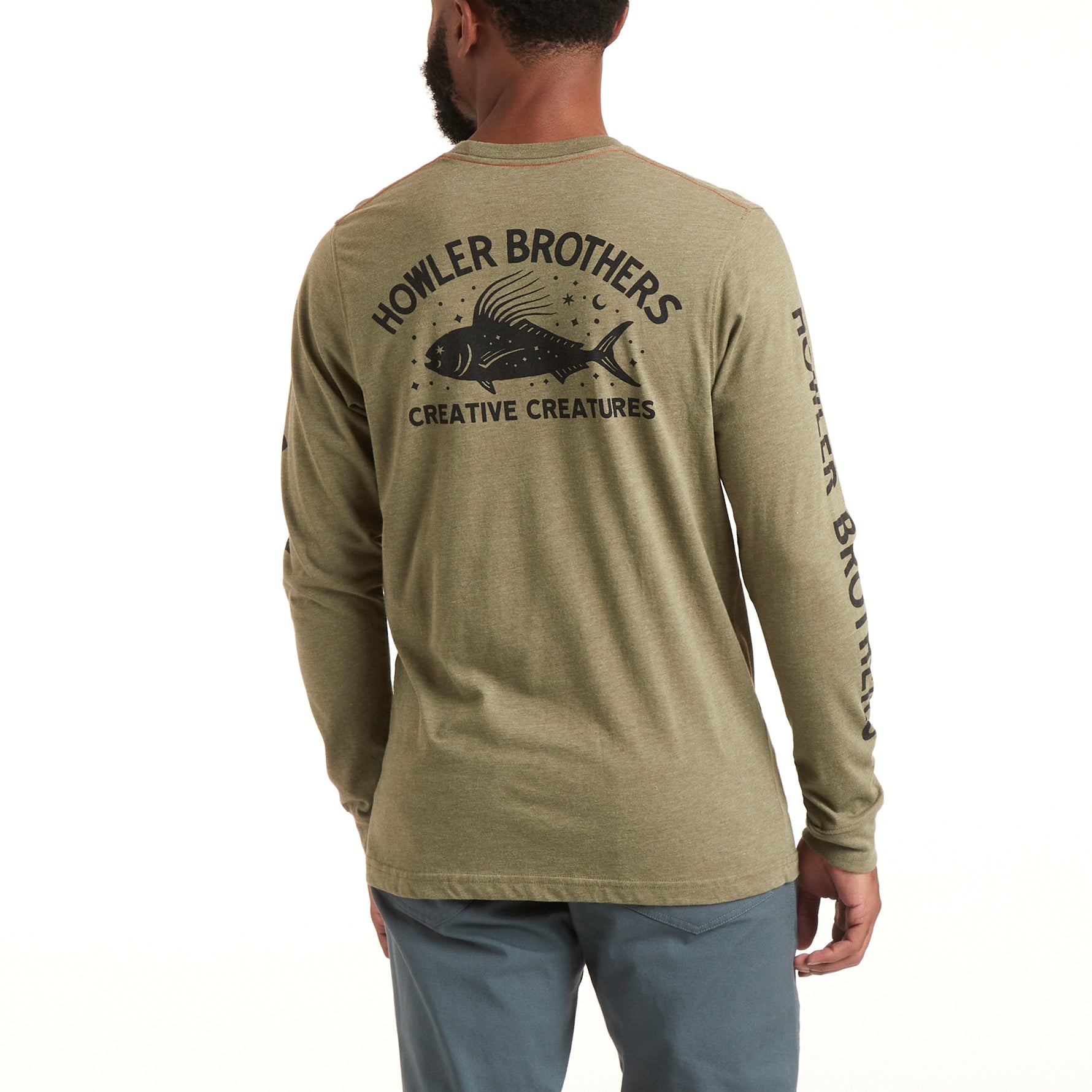 Howler Bros M LS Creatures Roosterfish Tee FATIGUE HEATHER