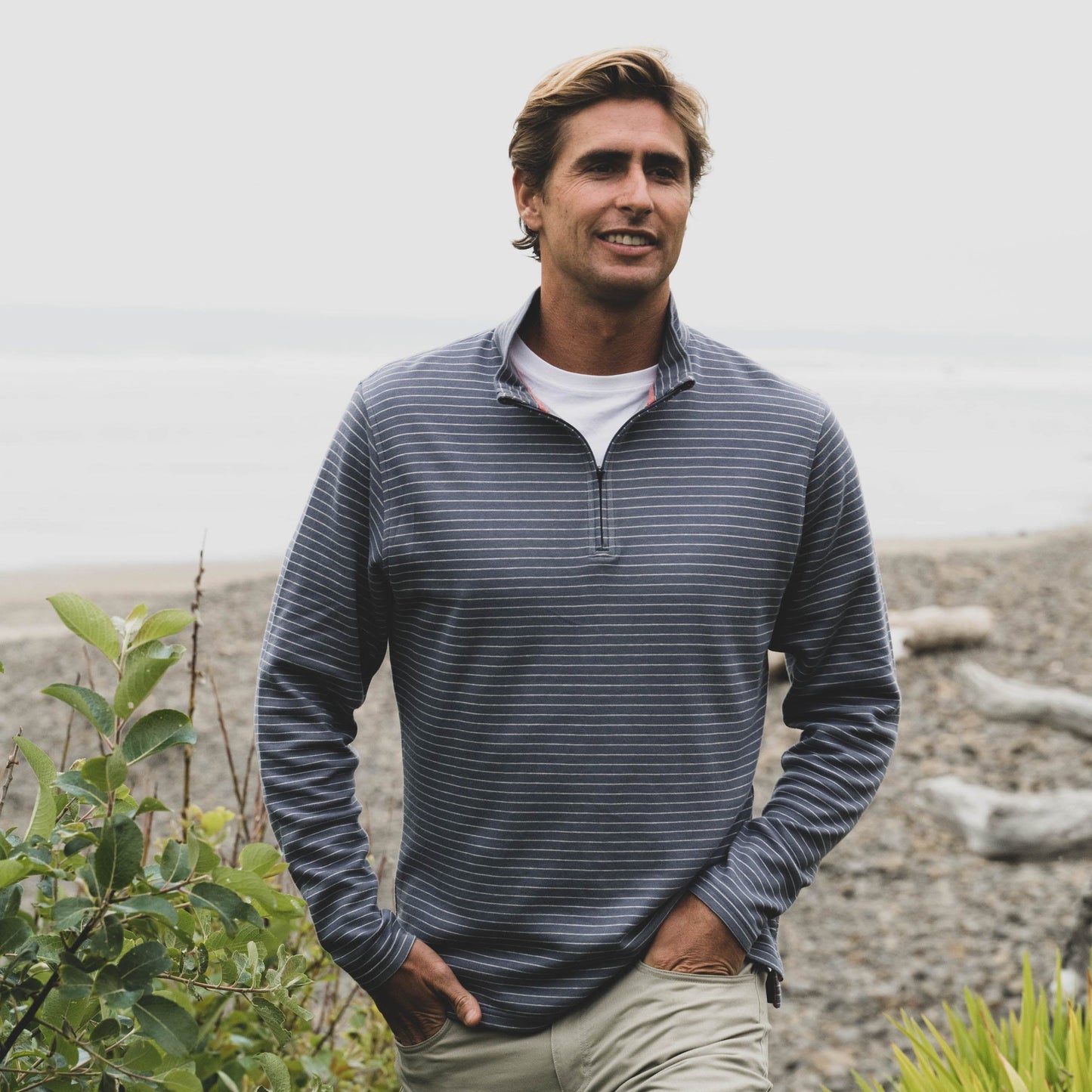 Fish Hippie M Shad Point Pullover SLATE/OATMEAL