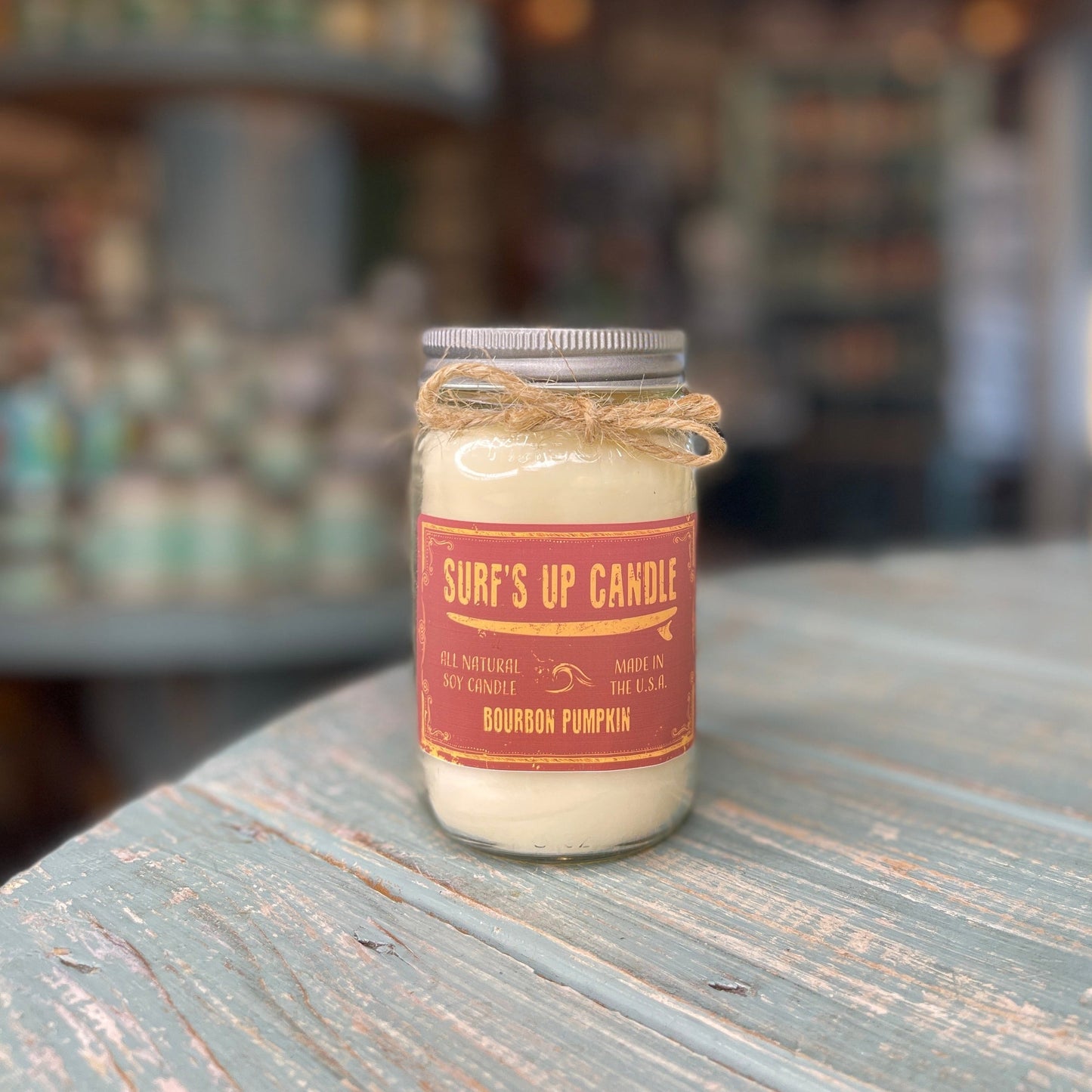 Surf's Up Candle 16 oz Mason Jar BOURBON PUMPKIN