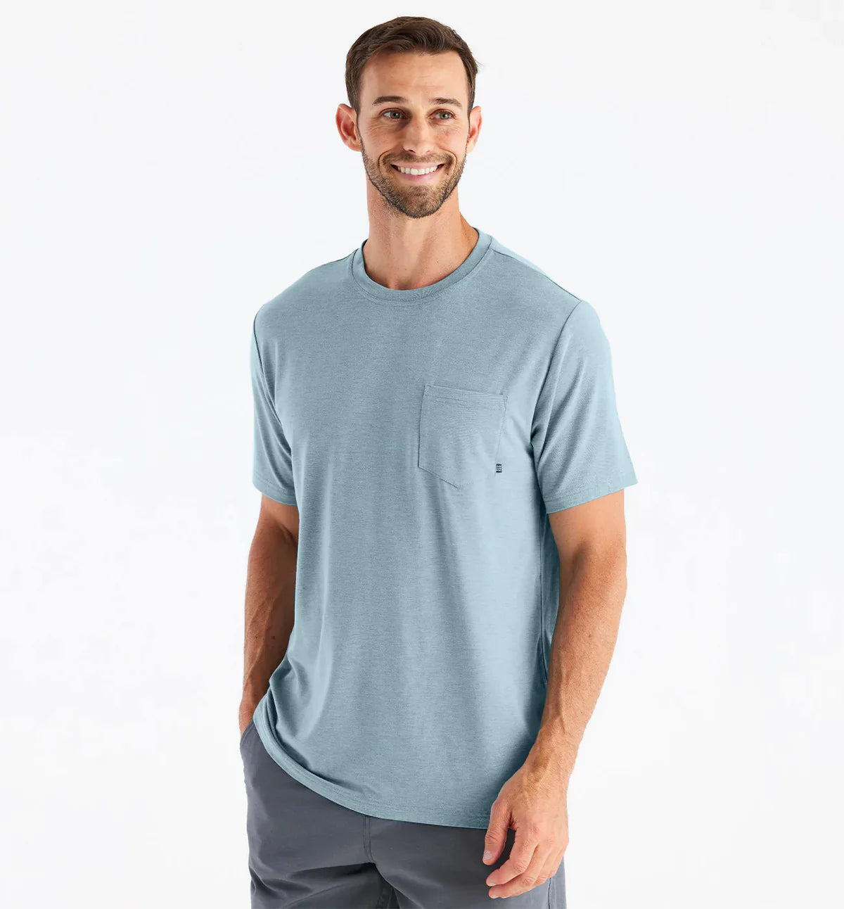 Free Fly M SS Bamboo Flex Pocket Tee HEATHER TIDE